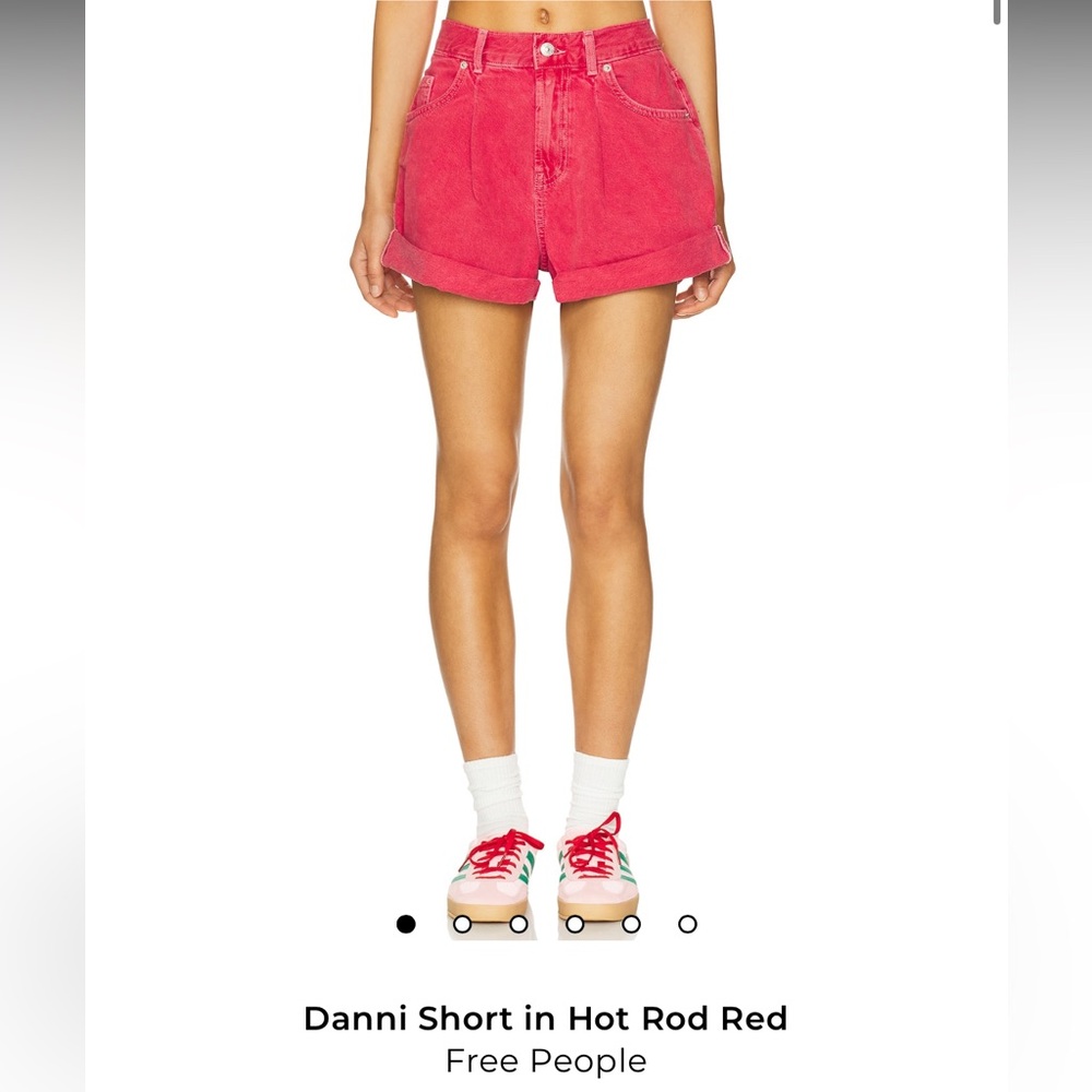Free People Danni Hot Rod Red Jean Shorts